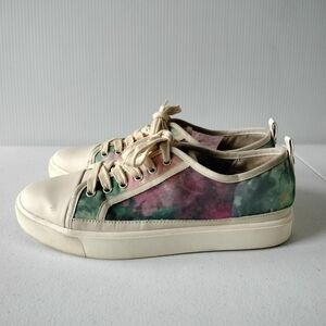 Sam Edelman Edelyn Pastel Pink Green Watercolor Mesh Panels Sneakers 9.5 Artsy